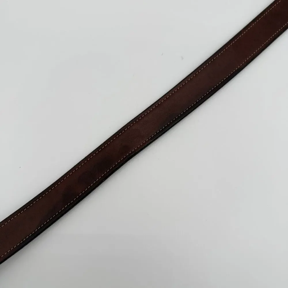 Vintage Orvis Brown Leather Brass Buckle Belt Size 34 English Bridle Made in USA